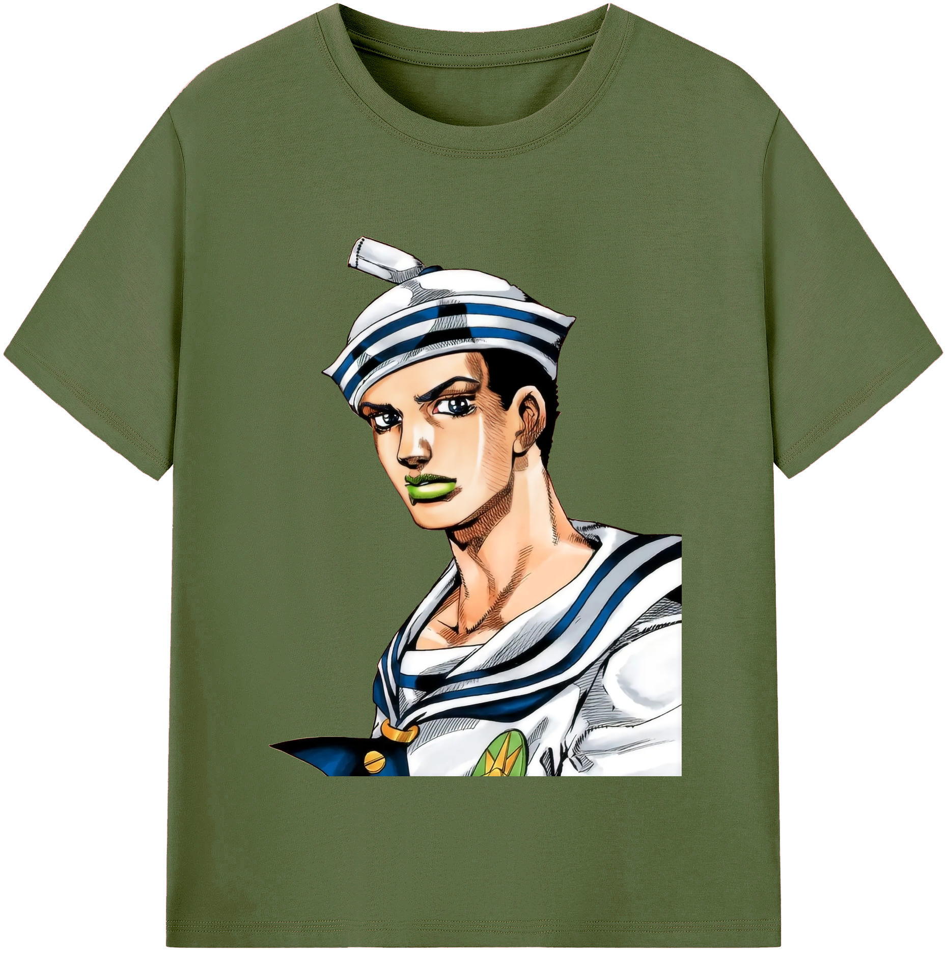 （画像用） ジョジョの奇妙な冒険 東方定助 JoJo's Bizarre Adventure Higashikata Josuke 綿100％半袖Tシャツ（フロントプリント）